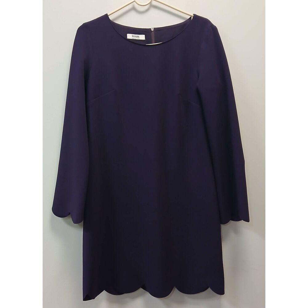 Tenax womens size 6 small sheath dress purple knee length longsleeve Italian